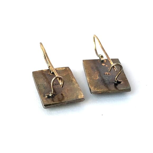 Amethyst Earrings Sterling Artisan Hand Crafted Enamel Pierced Gold Finish - Picture 5 of 10